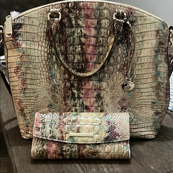 Brahmin Multicolor Crocodile Embossed Women's Bag Set used - Picture 1 of 8